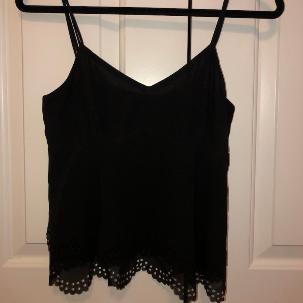 Black scalloped tank top